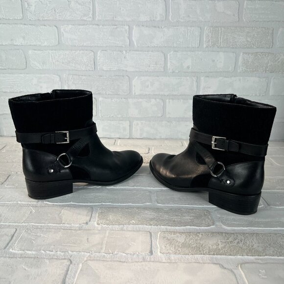Ralph Lauren Makalia Boots Womens 8 Black Leather Suede Ankle Zip Buckle Riding - Picture 10 of 14